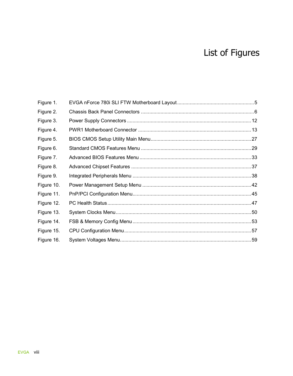 List of figures | EVGA force 132-YW-E178 User Manual | Page 8 / 85