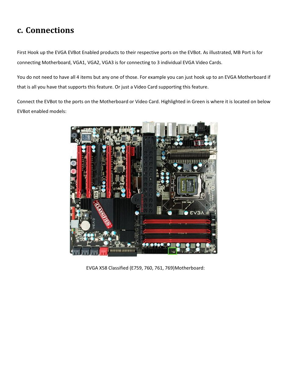 Connections, C. connections | EVGA 100-EV-EB01 User Manual | Page 4 / 21