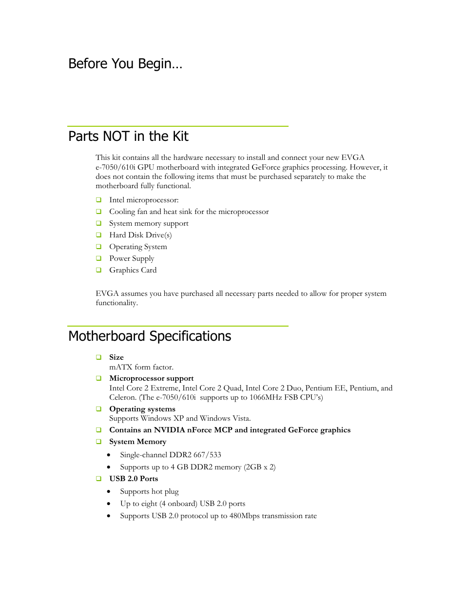 EVGA nForce 630i User Manual | 11 pages