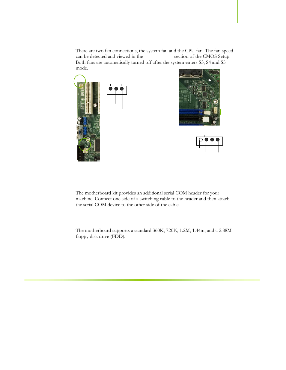 Fan connections, Com1, Fdd connector | EVGA NFORCE 650I User Manual | Page 34 / 75