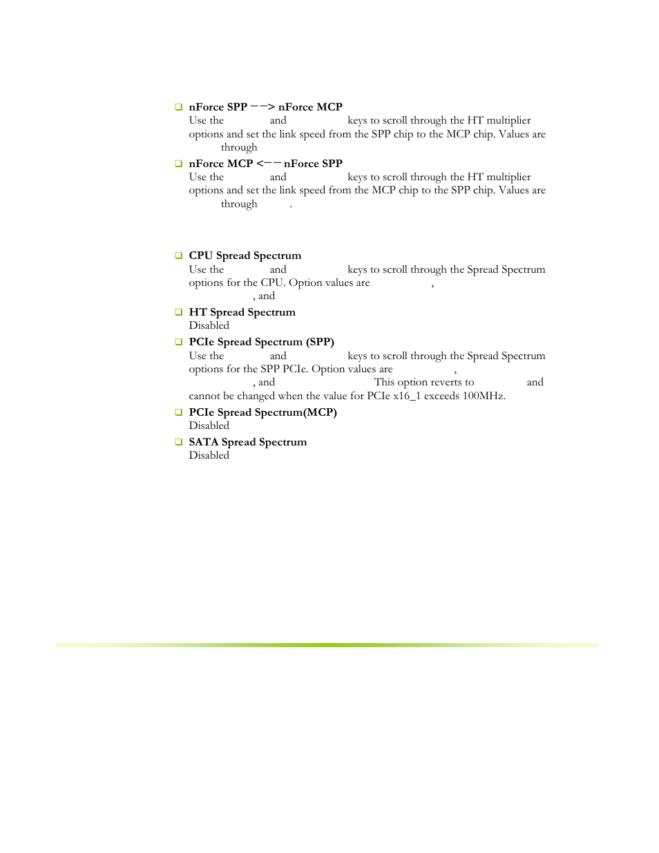 Ht multiplier, Spread spectrum | EVGA NFORCE 650I User Manual | Page 53 / 75