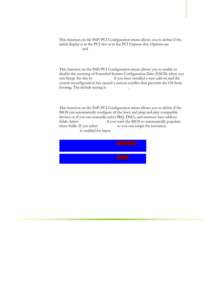 Init display first, Reset configuration data, Resources controlled by | EVGA NFORCE 650I User Manual | Page 70 / 75