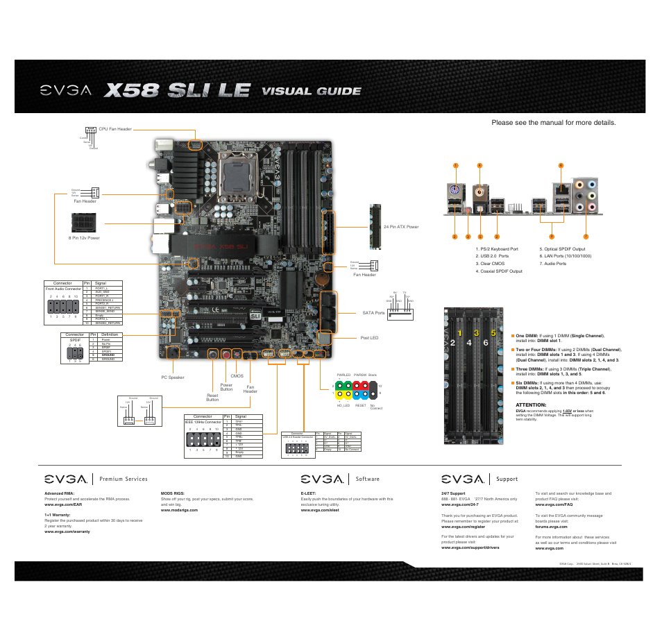 X58_e757_le visual guide-back_revised, Please see the manual for more details | EVGA X58 SLI LE User Manual | Page 2 / 2