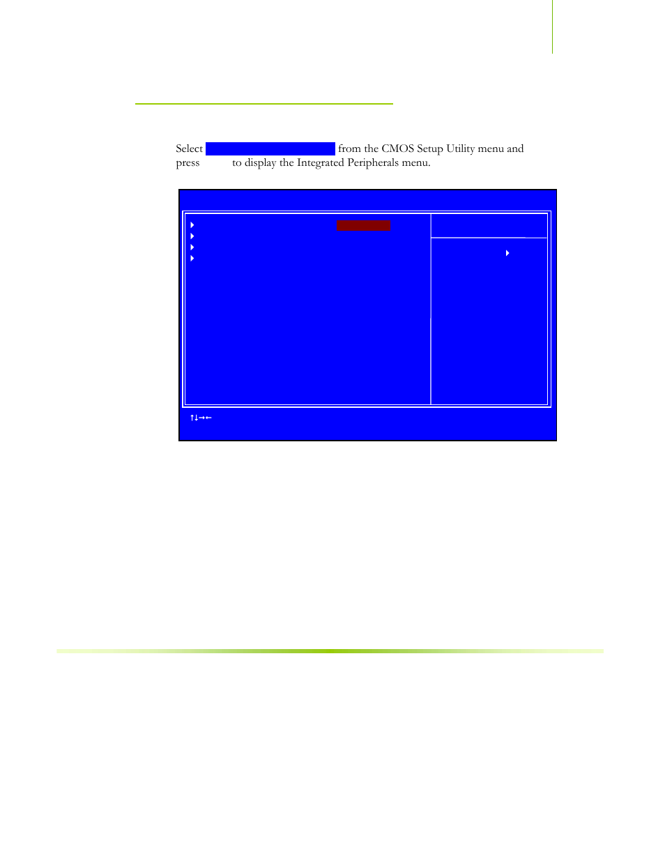 Integrated peripherals menu, Figure 13. integrated peripherals menu, Select | EVGA nForce 122-CK-NF68-XX User Manual | Page 106 / 170