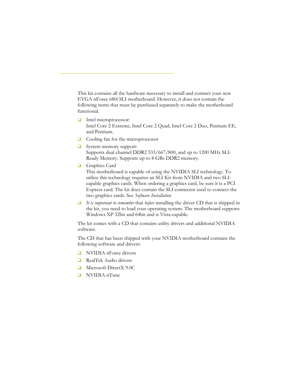 Before you begin, Parts not in the kit | EVGA nForce 122-CK-NF68-XX User Manual | Page 11 / 170