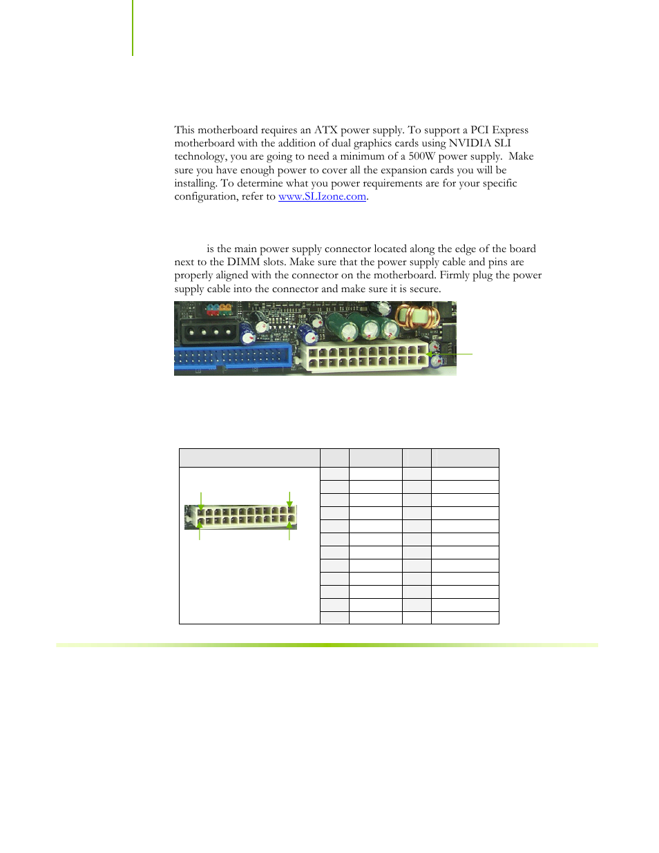 Power connections, Pin atx power, Pwr1) | EVGA nForce 122-CK-NF68-XX User Manual | Page 69 / 170