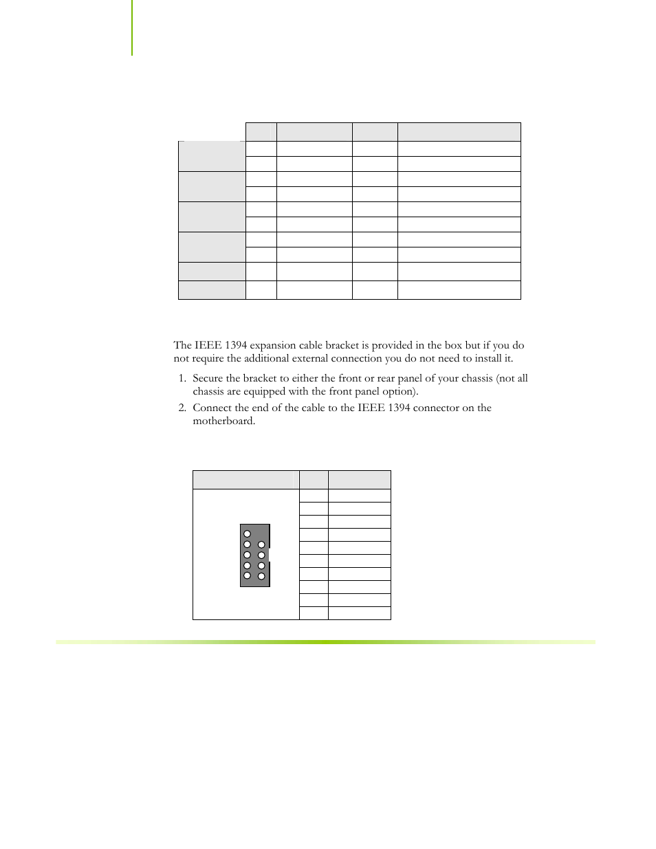 Ieee 1394a (optional), Table 2. front panel header pins | EVGA nForce 122-CK-NF68-XX User Manual | Page 73 / 170