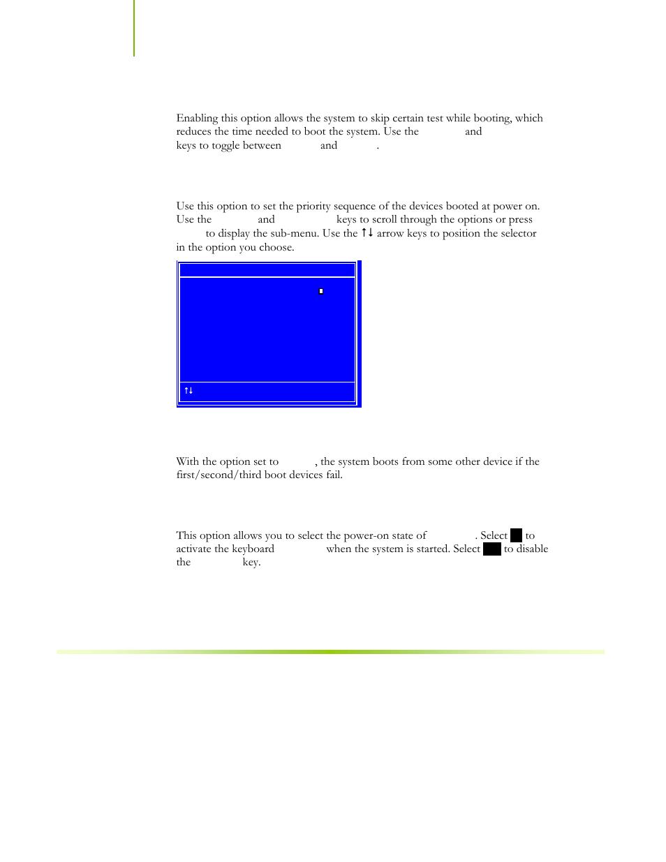 Quick power on self test, First/second/third boot device, Boot other device | Boot up numlock status | EVGA nForce 122-CK-NF68-XX User Manual | Page 91 / 170