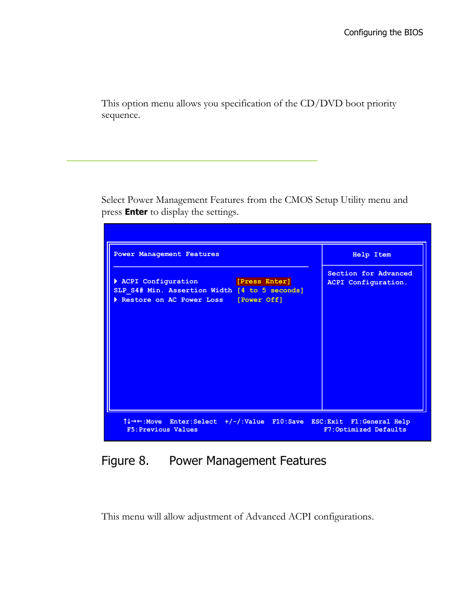 Power management features, Acpi configuration, Figure 8 | Cd/dvd drives, Figure 8. power management features | EVGA P55 SLI User Manual | Page 37 / 46