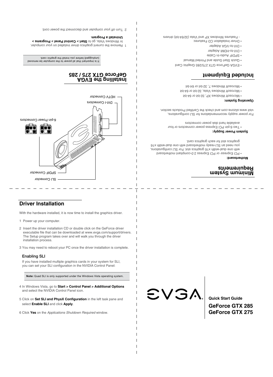 EVGA GeForce GTX 275 User Manual | 2 pages