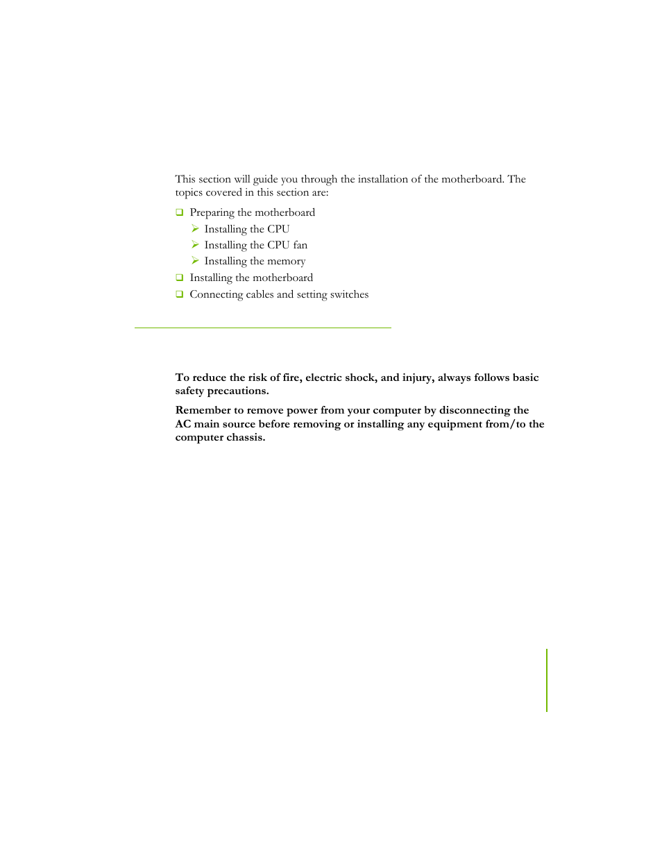 Hardware installation, Safety instructions | EVGA NFORCE 780I SLI User Manual | Page 20 / 127