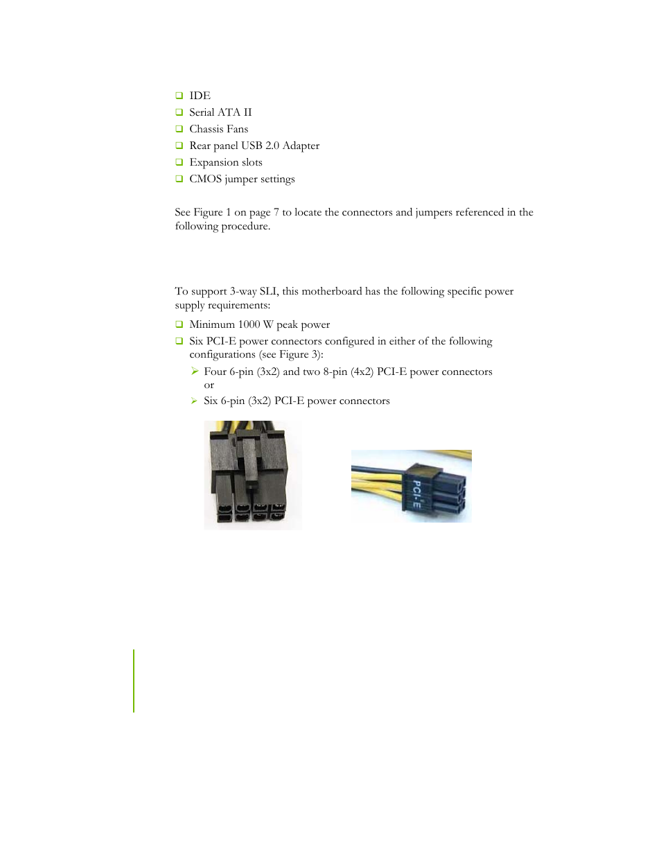 Power connections, Figure 3. power supply connectors | EVGA NFORCE 780I SLI User Manual | Page 25 / 127