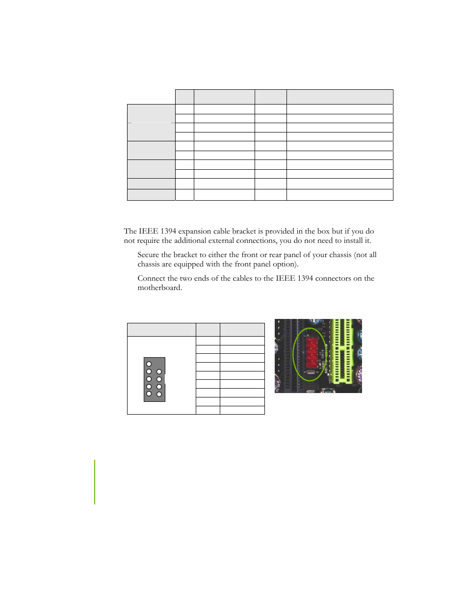 Ieee 1394a, Table 2. front panel header pins | EVGA NFORCE 780I SLI User Manual | Page 31 / 127