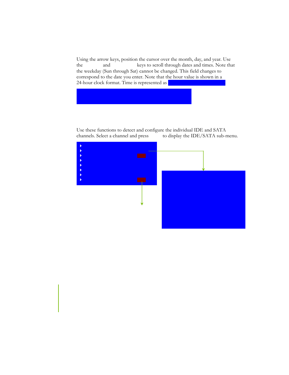 Date and time, Ide channel and sata channel | EVGA NFORCE 780I SLI User Manual | Page 45 / 127