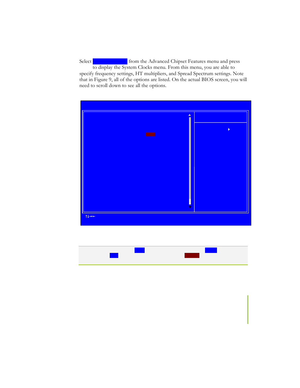 System clocks, Figure 9. system clocks menu, Select | EVGA NFORCE 780I SLI User Manual | Page 56 / 127