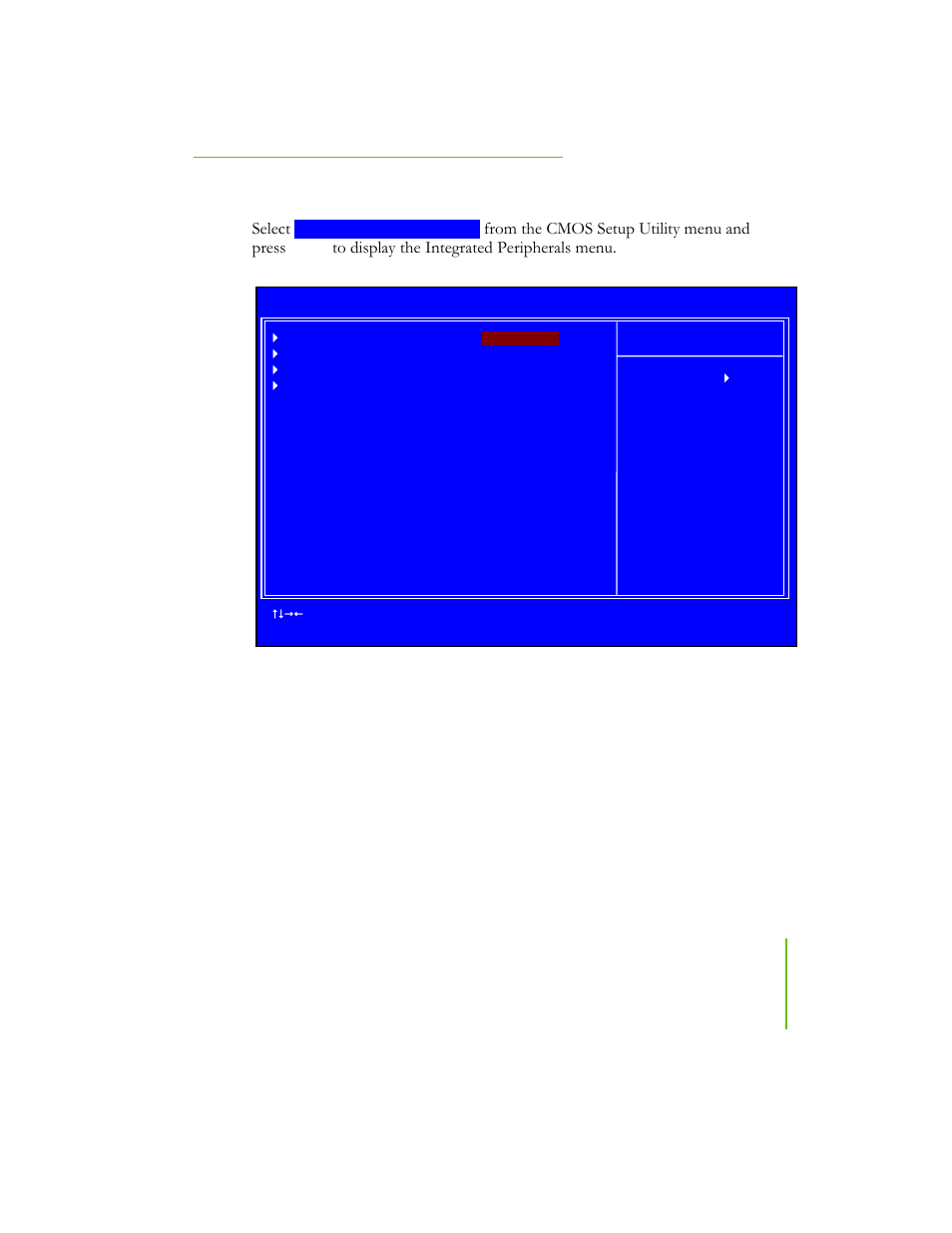 Integrated peripherals menu, Figure 13. integrated peripherals menu, Select | EVGA NFORCE 780I SLI User Manual | Page 70 / 127
