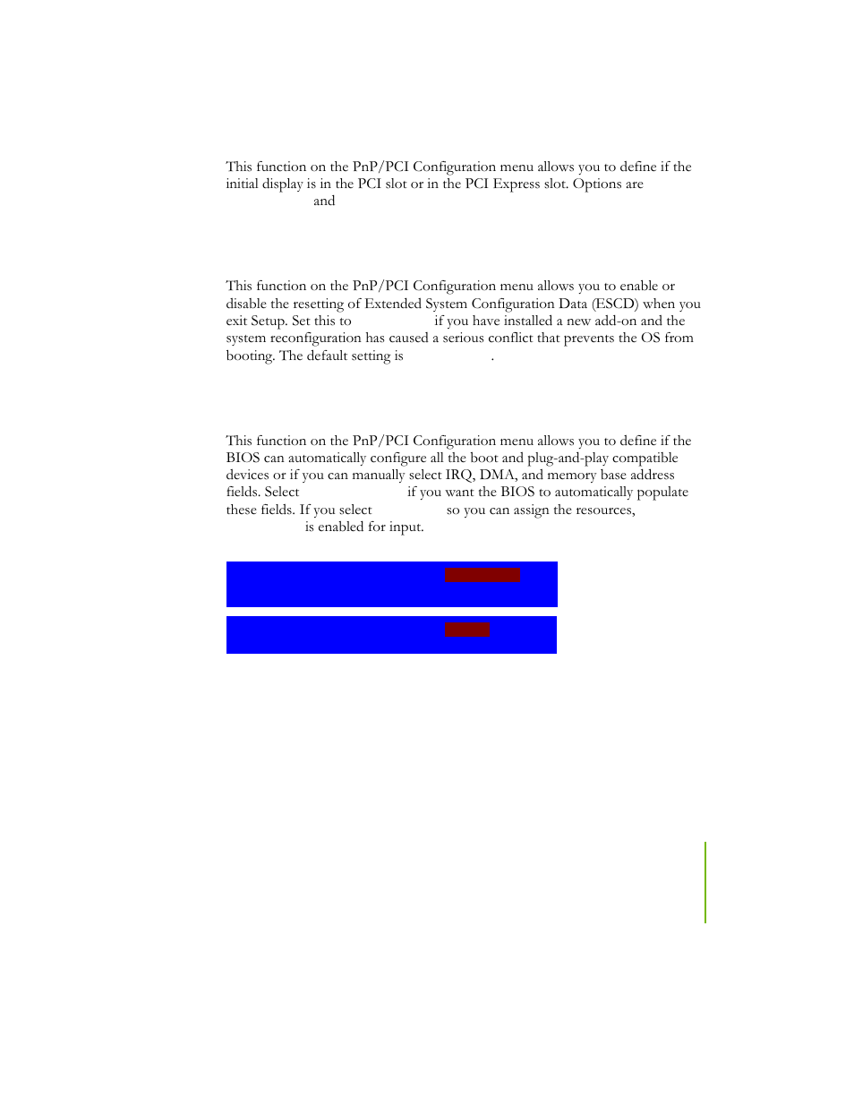 Init display first, Reset configuration data, Resources controlled by | EVGA NFORCE 780I SLI User Manual | Page 78 / 127