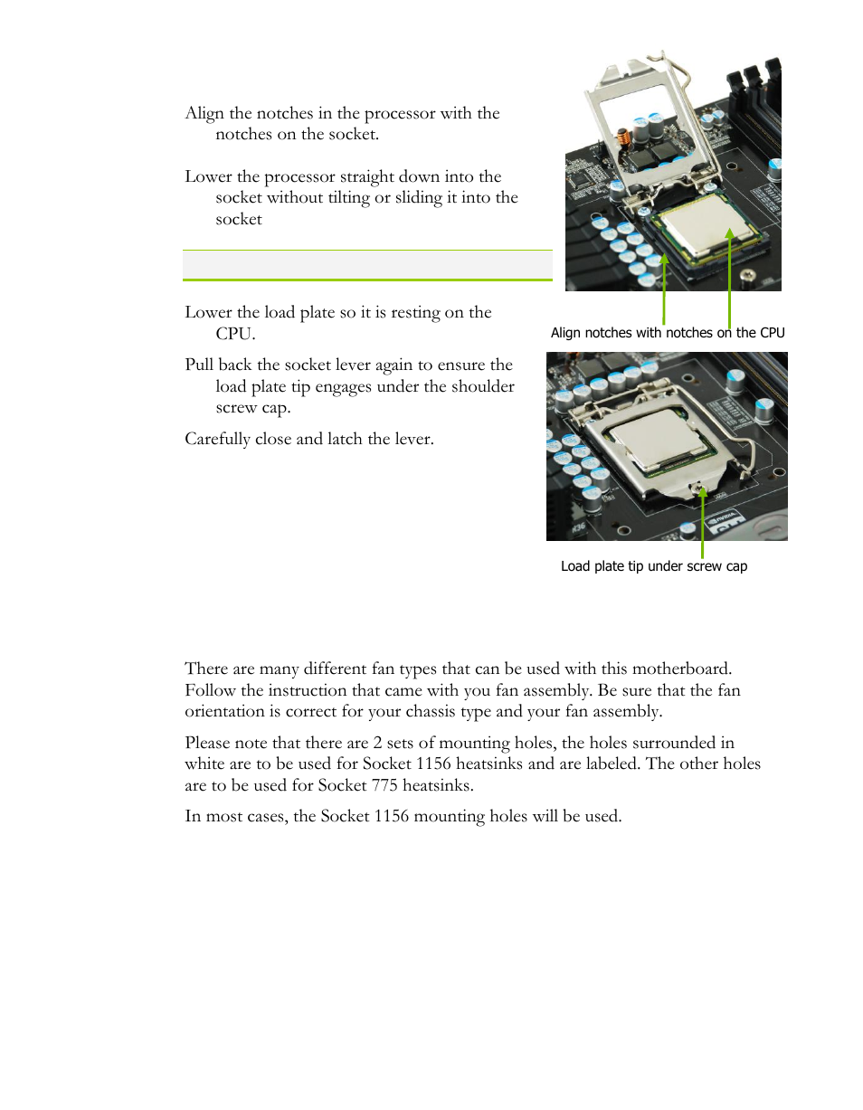 Installing the cpu fan | EVGA H55 User Manual | Page 11 / 46