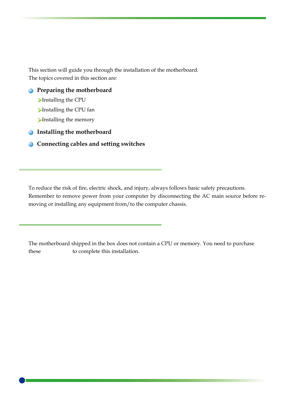 Hardware installation, Safety instructions, Preparing the motherboard | EVGA 750I SLI User Manual | Page 14 / 58