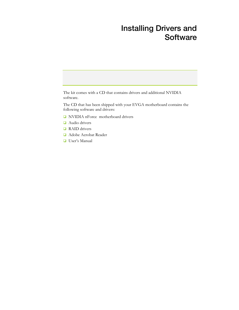 Installing drivers and software | EVGA 750I SLI User Manual | Page 48 / 58
