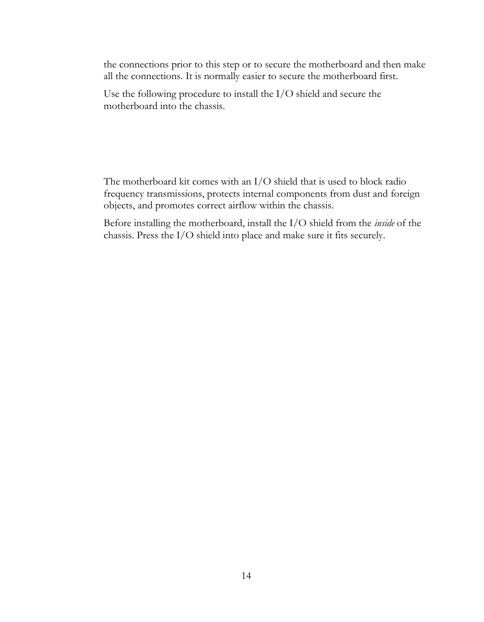 Installing the i/o shield | EVGA 160-LF-E659 User Manual | Page 14 / 54