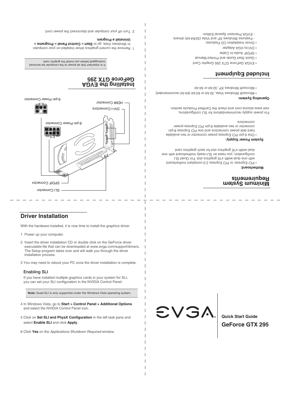 EVGA GeForce GTX 295 User Manual | 2 pages