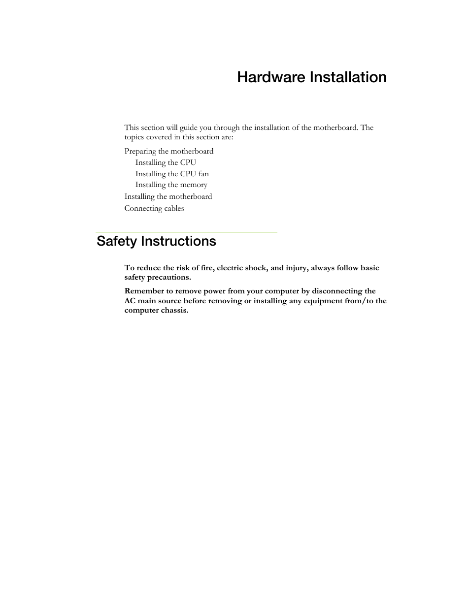 Hardware installation, Safety instructions | EVGA X58 3X SLI User Manual | Page 17 / 75