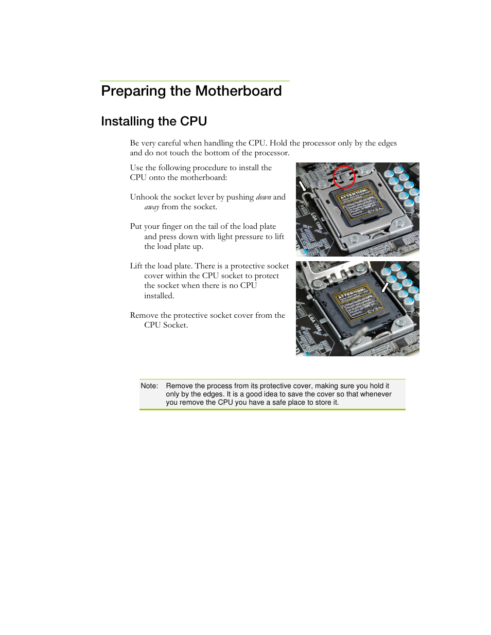 Preparing the motherboard, Installing the cpu | EVGA X58 3X SLI User Manual | Page 18 / 75