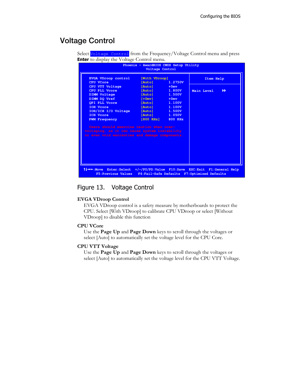 Voltage control, Figure 13. voltage control, Select | EVGA X58 3X SLI User Manual | Page 61 / 75