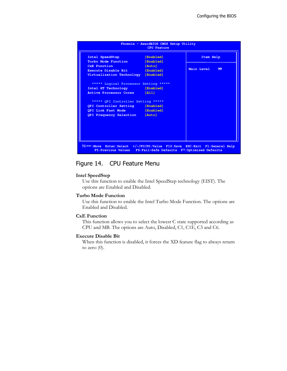 Figure 14. cpu feature menu | EVGA X58 3X SLI User Manual | Page 63 / 75