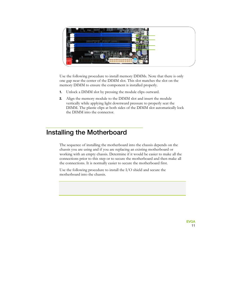 Installing the motherboard | EVGA 730I User Manual | Page 22 / 85