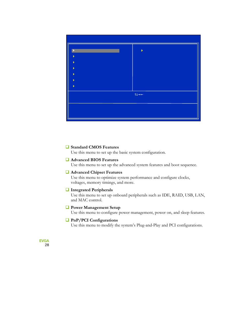 Figure 3. bios cmos setup utility main menu | EVGA 730I User Manual | Page 38 / 85