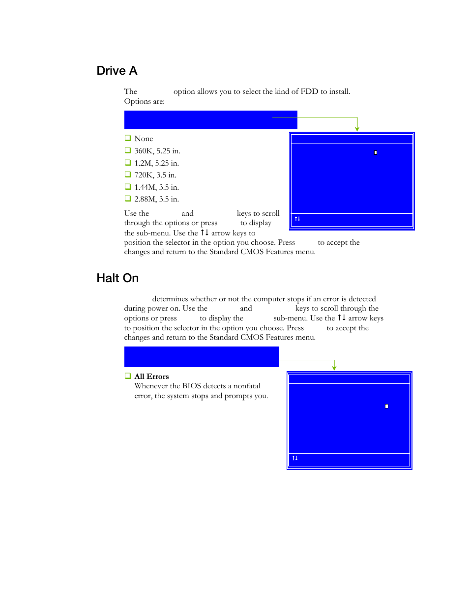 Drive a, Halt on | EVGA 730I User Manual | Page 43 / 85