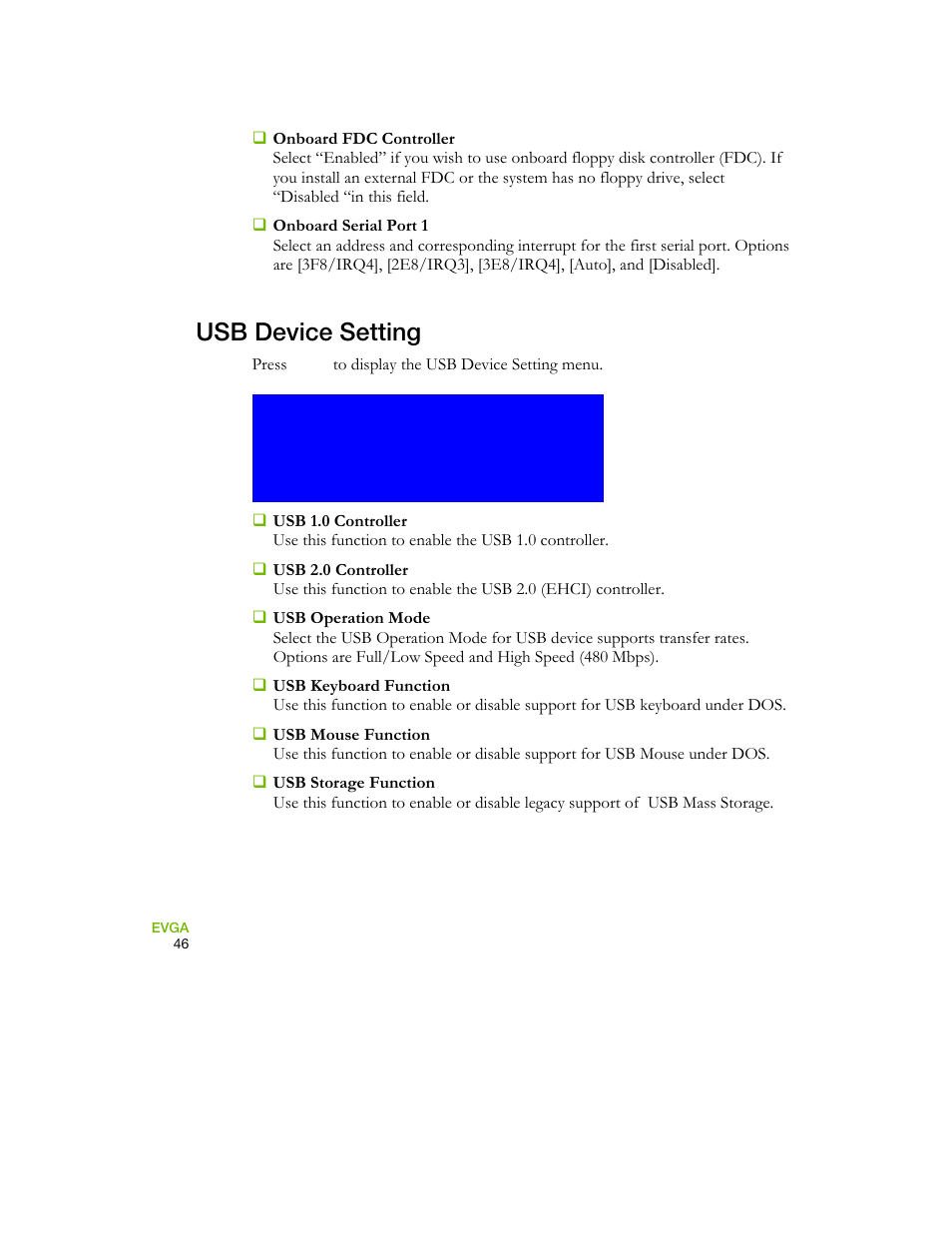 Usb device setting | EVGA 730I User Manual | Page 56 / 85