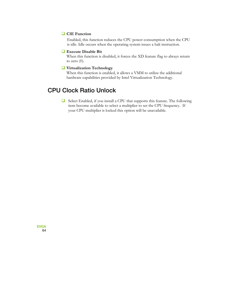 Cpu clock ratio unlock | EVGA 730I User Manual | Page 74 / 85