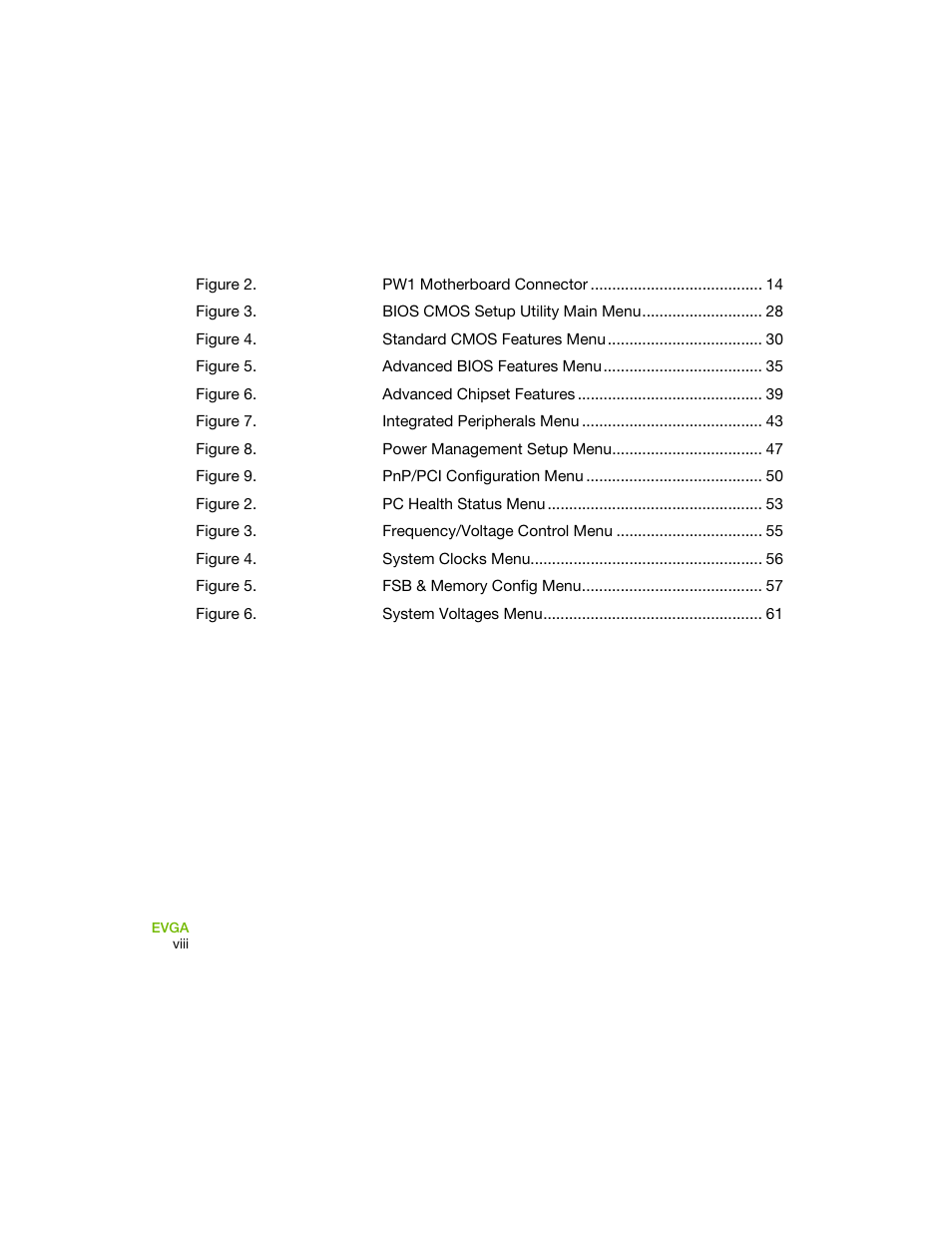 List of figures | EVGA 730I User Manual | Page 9 / 85