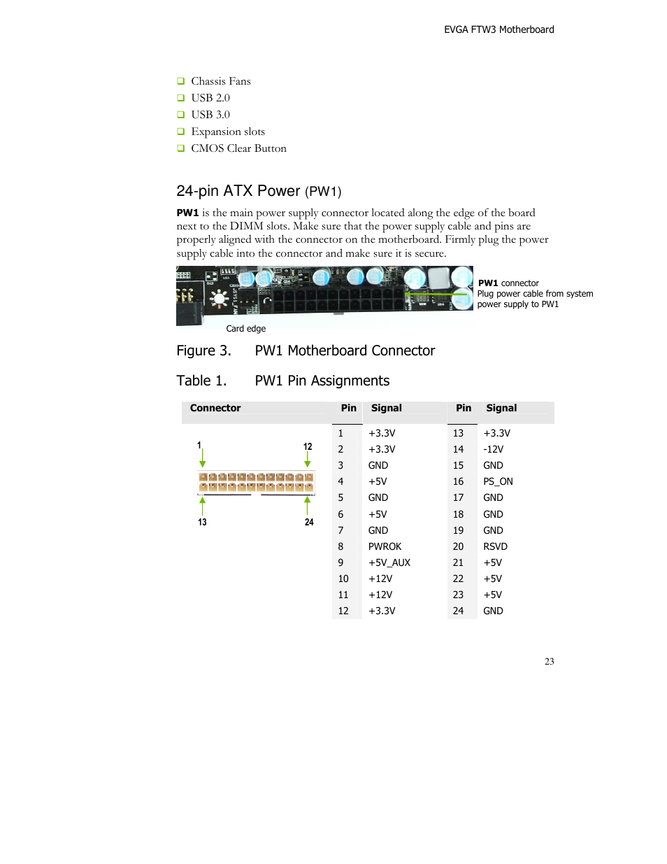 Pin atx power | EVGA X58 FTW User Manual | Page 23 / 77