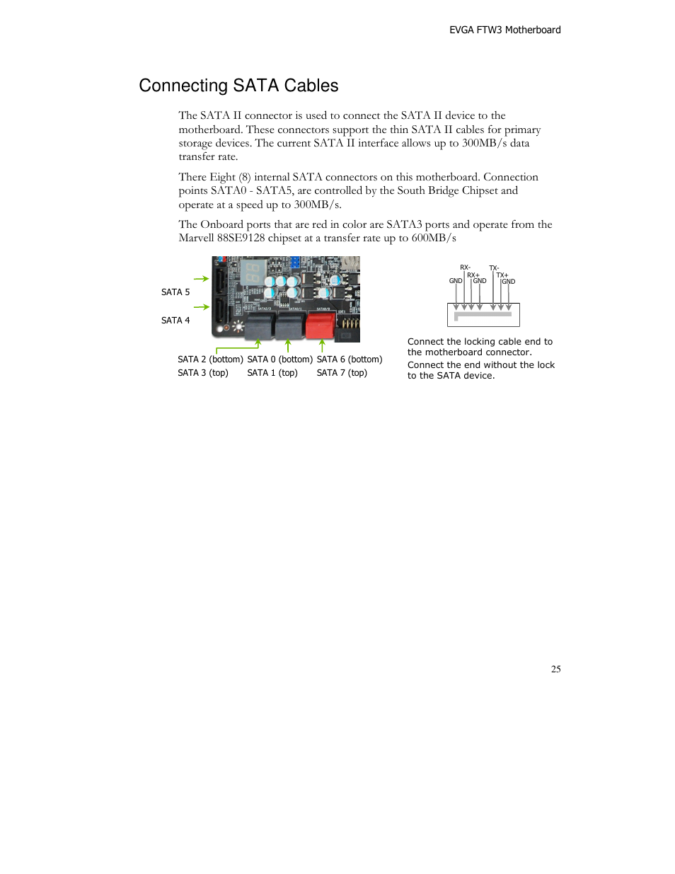 Connecting sata cables | EVGA X58 FTW User Manual | Page 25 / 77