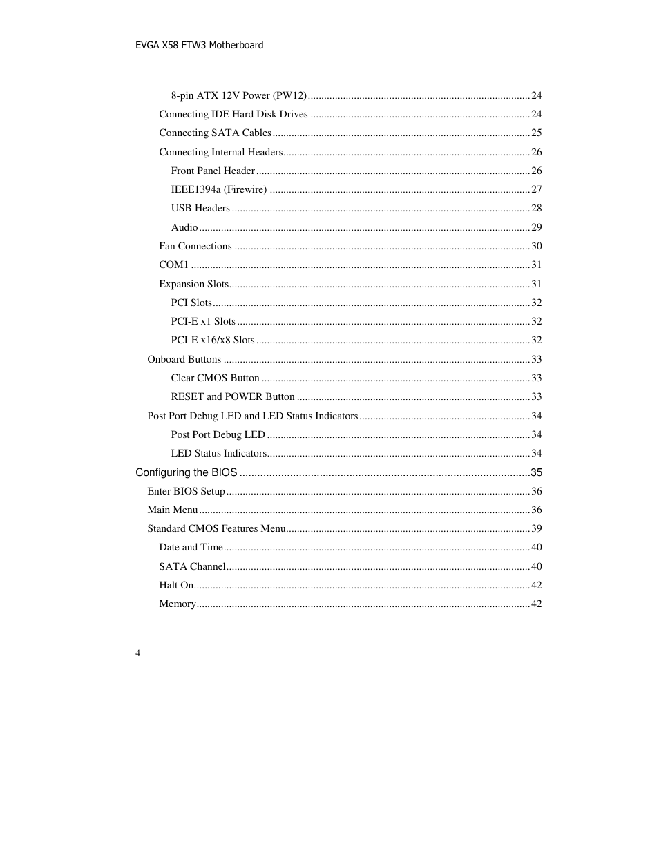 EVGA X58 FTW User Manual | Page 4 / 77
