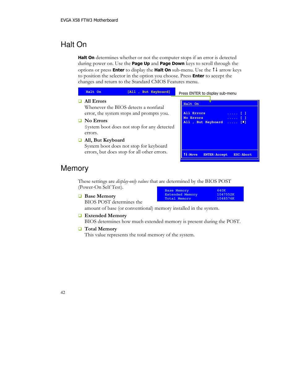 Halt on | EVGA X58 FTW User Manual | Page 42 / 77