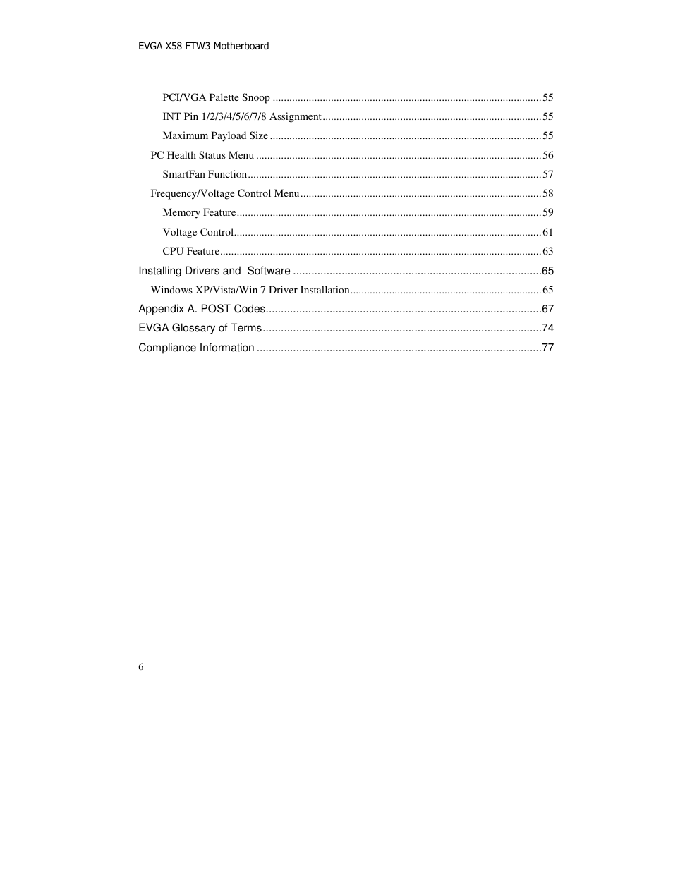 EVGA X58 FTW User Manual | Page 6 / 77