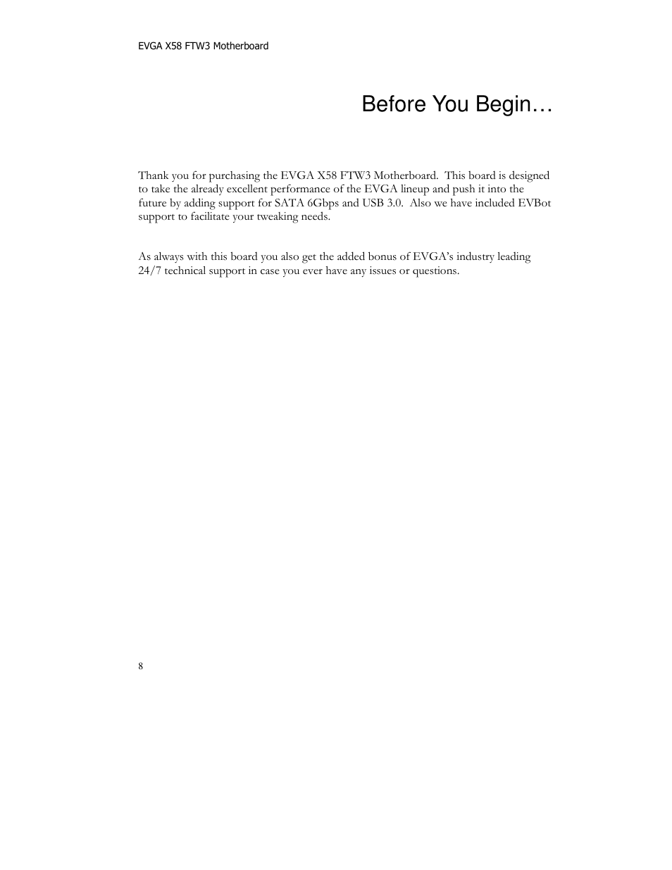 Before you begin | EVGA X58 FTW User Manual | Page 8 / 77