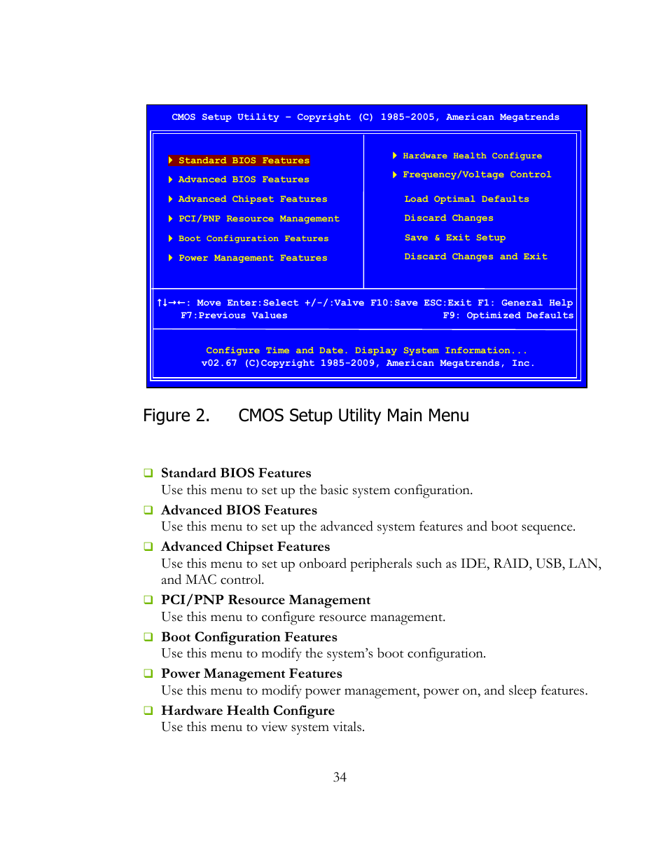 Figure 2, Cmos setup utility main menu, Figure 2. cmos setup utility main menu | EVGA 141-LF-E658 User Manual | Page 34 / 54