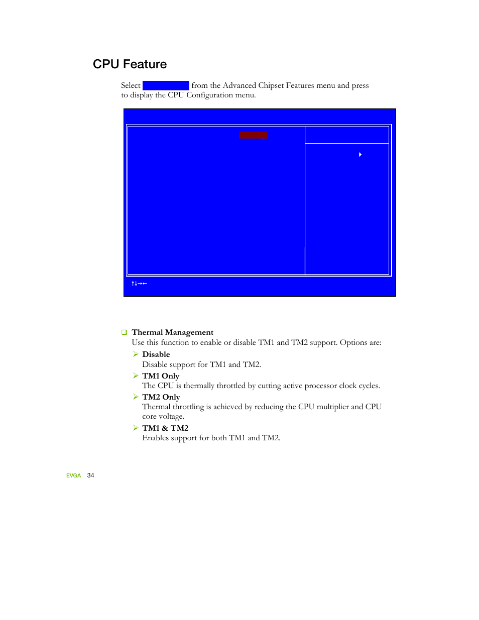 Cpu feature, Figure 8. cpu feature menu, Select | EVGA nForce 122-YW-E173 User Manual | Page 42 / 77