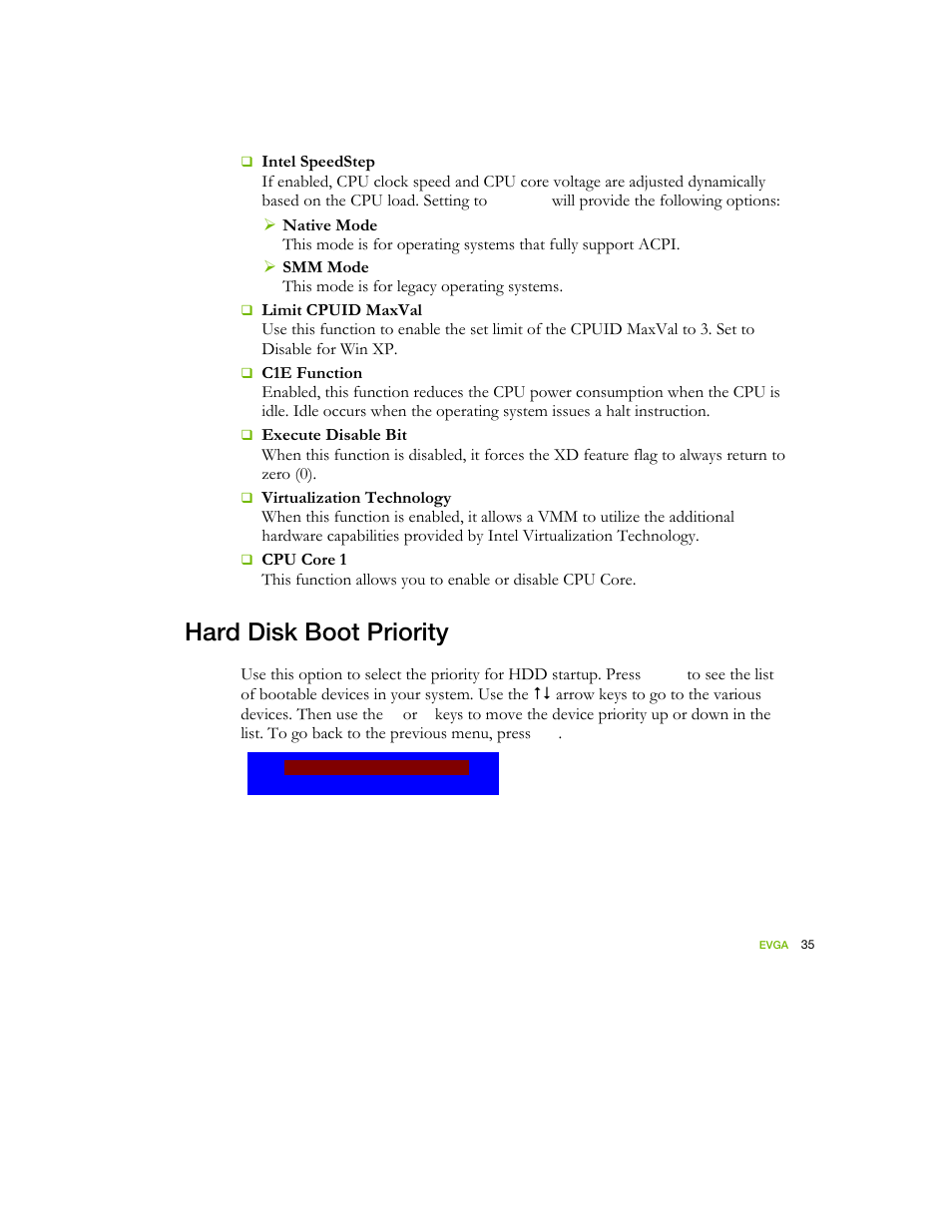 Hard disk boot priority | EVGA nForce 122-YW-E173 User Manual | Page 43 / 77