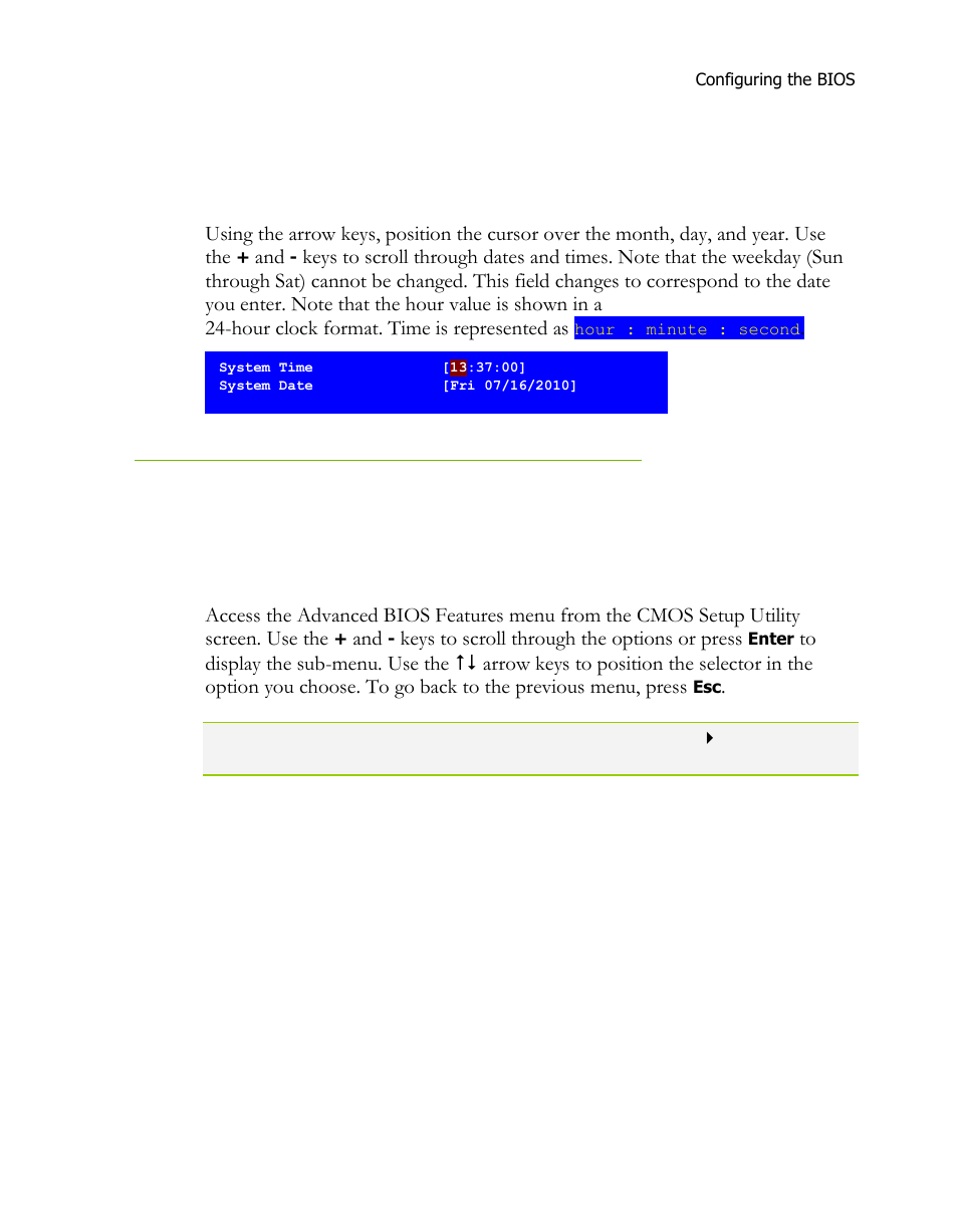 System time / system date, Advanced bios features | EVGA P55 FTW User Manual | Page 35 / 52
