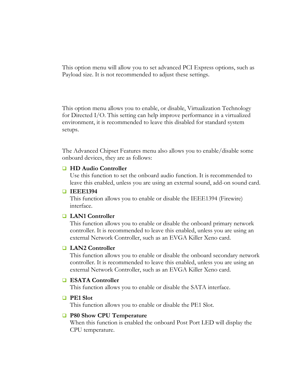 Pci express configuration, Intel vt-d configuration | EVGA P55 FTW User Manual | Page 38 / 52