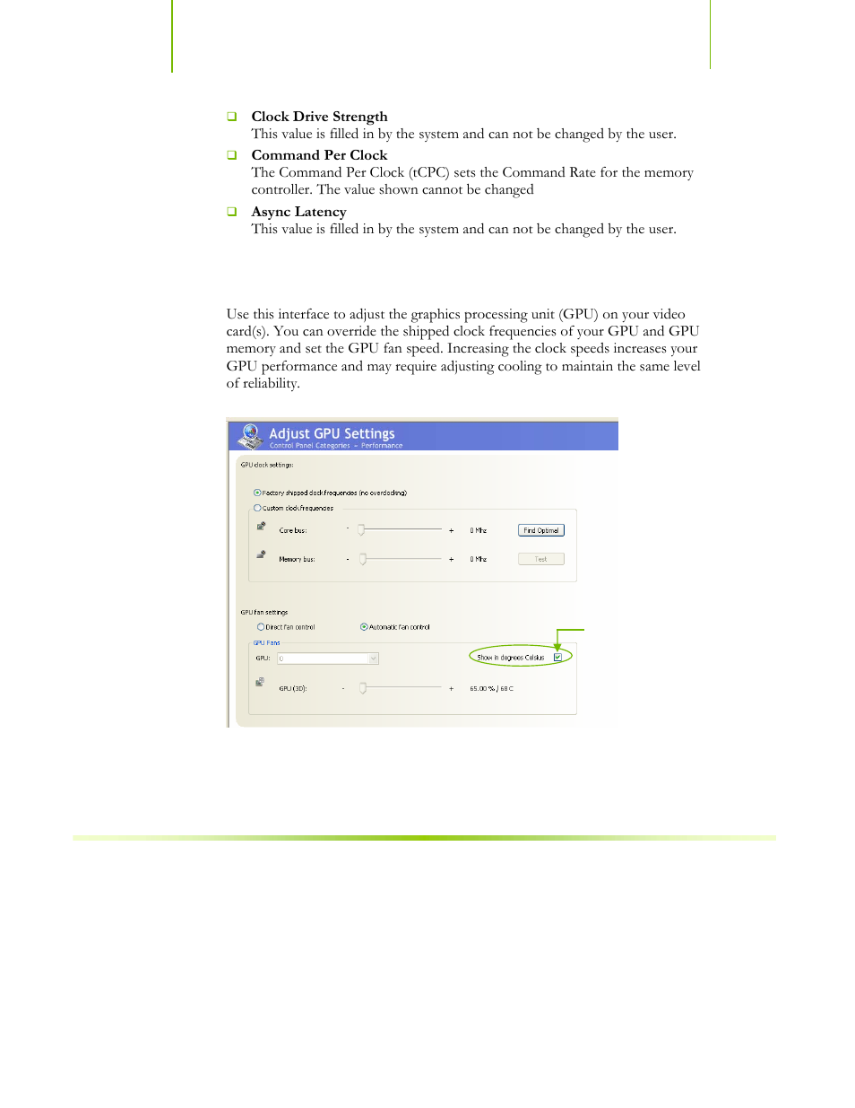 Adjust gpu settings, Figure 20. adjust gpu settings (ntune) | EVGA NFORCE 680I SLI 122-CK-NF68-XX User Manual | Page 128 / 170