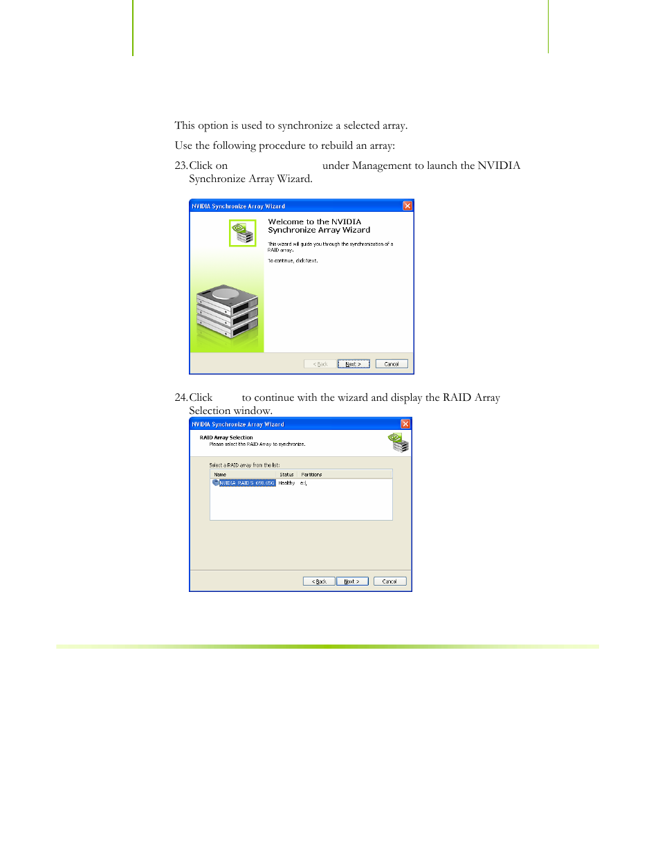 Synchronize array | EVGA NFORCE 680I SLI 122-CK-NF68-XX User Manual | Page 146 / 170