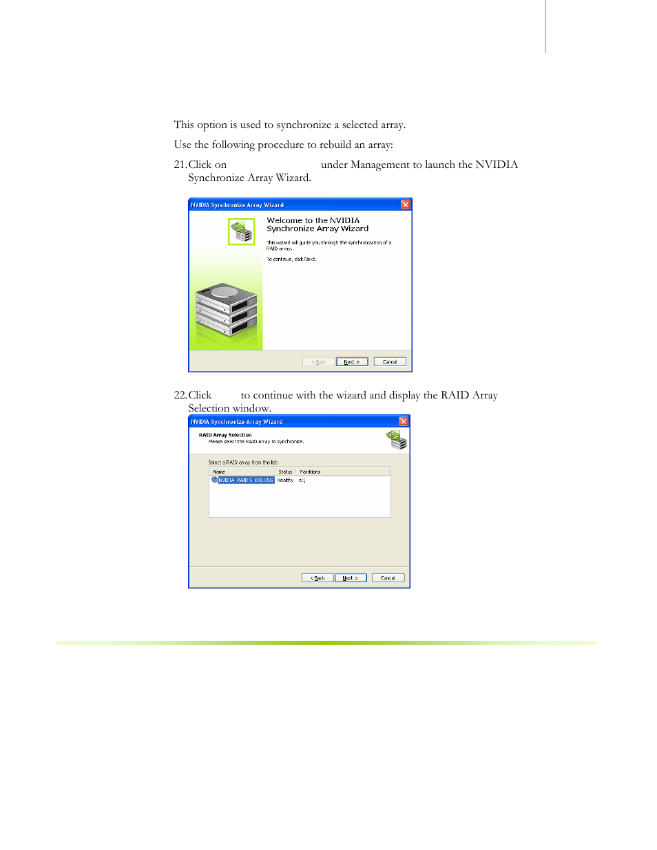 Synchronize array | EVGA NFORCE 680I SLI 122-CK-NF68-XX User Manual | Page 40 / 170
